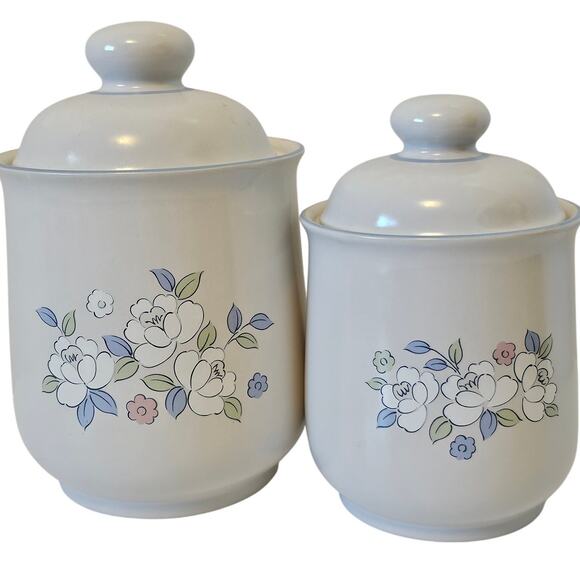 Chantilly Fleur de Lune Japan Stoneware Canister Set of 2 Floral Kitchen Vintage - Picture 12 of 12